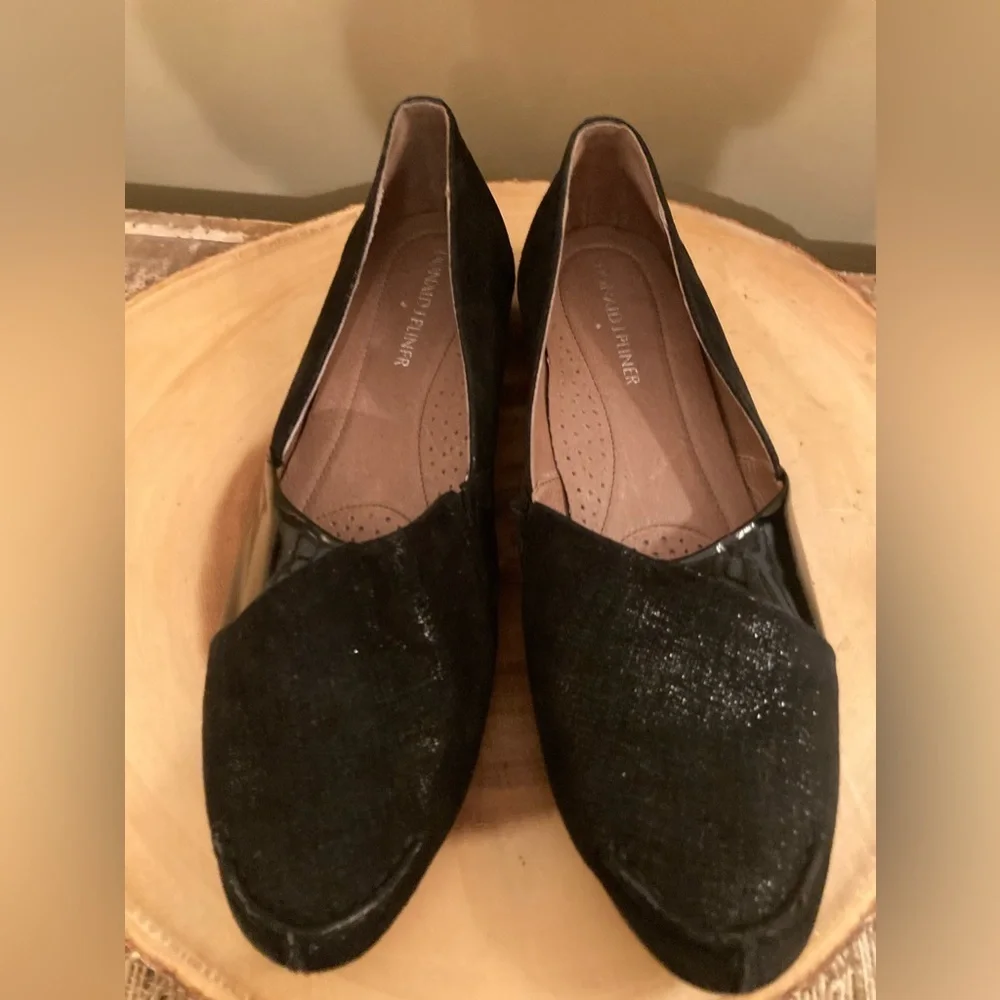 Donald J Pliner Sz 8‎ US Brix Black Mixed Media Slip On Comfort Loafers Shoes
